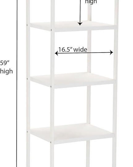 Household Essentials Jamestown Narrow 5 Shelf Open Storage Bookshelf Scandinavian White and White Metal - LeafyLoom