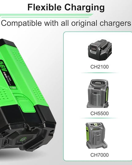2024 New Upgrade 5.0Ah Replacement for EGO 56V Battery Compatible with 56-Volt BA1400T BA4200 ST1502LB CS1604 LB4800 LB5804 HT2400 Crodless Tools (1 Pack) - LeafyLoom