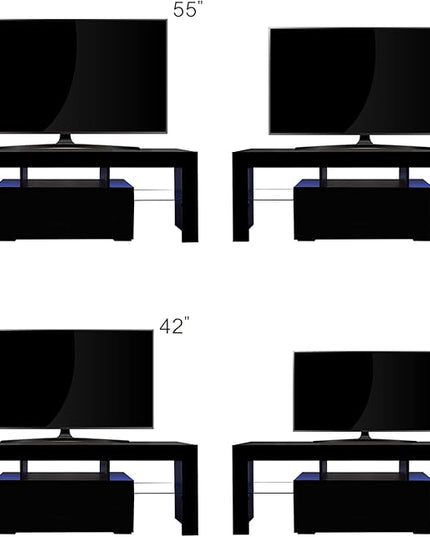 TV Stand Base, Entertainment Center Cabinet with LED Light Media Console for Living Room, Bedroom, 51 Inch, Black - LeafyLoom