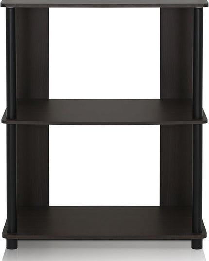Furinno JAYA Simple Design 3-Tier Bookcase / Bookshelf / Display Rack, Plastic Tubes, Walnut - LeafyLoom