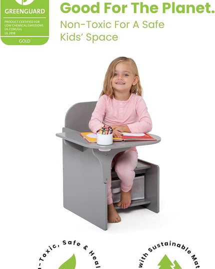 Delta Children MySize Chair Desk With Storage Bin, Grey - LeafyLoom