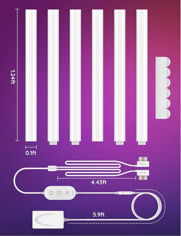 Govee Glide Wall Lights, RGBIC LED Lights, Smart Gaming Lights Works with Alexa and Google Assistant, RGB Light Bar, LED Wall Lights for Bedroom, 2 Panels Set (3 Sections/Panel) Govee