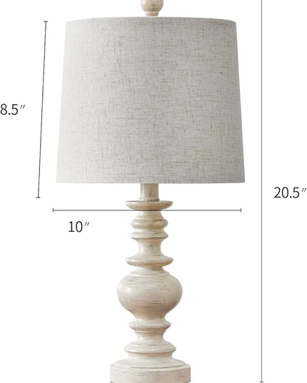 BOBOMOMO Tradition 20.5" Rustic Table Lamp Set of 2 for Living Room Farmhouse Bedside Desk Lamps Bedroom Nightstand Vintage Lamps Linen Washed（suitable for decorating small areas） - LeafyLoom