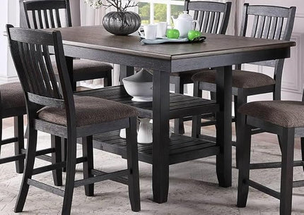NicBex 64Inch Rectangular Dining Table,Counter Height Kitchen Table with Rubber Wood MDF Tabletop and 2 Storage Shelves for 6 to 8,Large Dining Room Table for Kitchen,Dining Living Room,Coffee - LeafyLoom