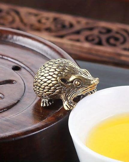 Vintage Solid Brass Hedgehog Figurine - Charming Desk Decor for Collectors - Perfect Home or Office Accent(Hedgehog) - LeafyLoom