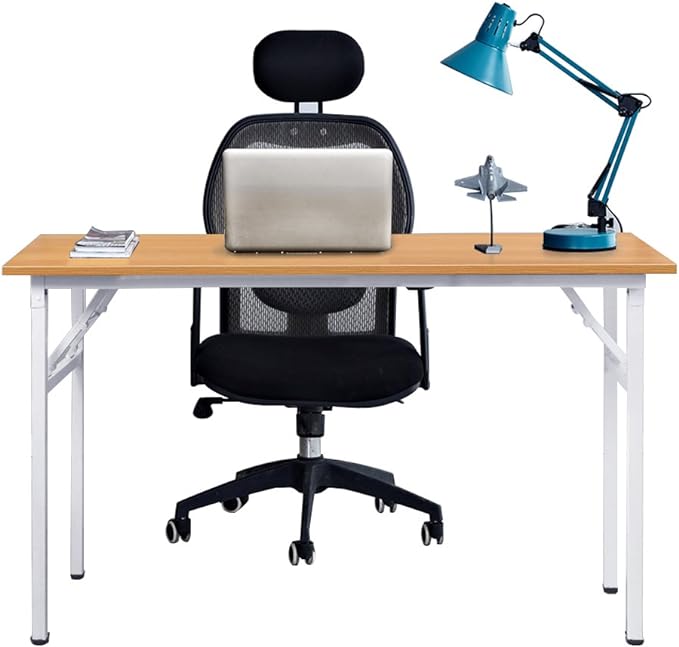 SogesGame 47 inches Computer Desk Folding Table Small Writing Desk Compact Desk Foldable Desk No Install Needed,Teak White,LP-AC5YW-120 - LeafyLoom
