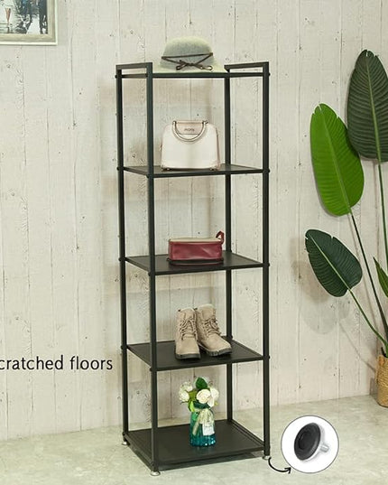 Display Shelf, 5-Tier Shelf Stand, Black Metal Thin Narrow Tall Large Corner Shelf Bookshelf Freestanding for Bedroom Shop Commercial Retail Storage(19.7x15.7x63)… - LeafyLoom