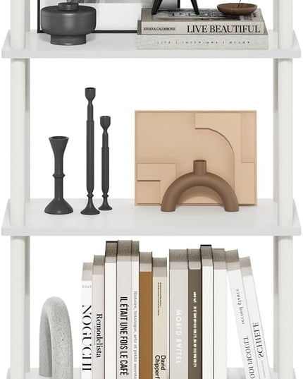 Furinno Turn-N-Tube 5-Tier Multipurpose Shelf Display Rack, White/White - LeafyLoom