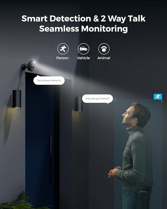 REOLINK Wireless Outdoor Security Camera Lumus 2K(Black), 4MP Spotlight Color Night Vision, 2.4/5GHz Dual-Band WiFi Plug in Camera, Smart Person/Vehicle/Animal Detection, Two-Way Talk, Local Storage REOLINK