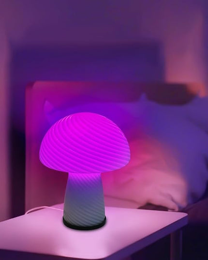 Mushroom lamp, Murano style retro design,Glass desk lamp with RGB 16 Color gradient dimmable LED bulbs, bedroom bedside bedside lamp, perfect home decoration.(LED Bulb Included) - LeafyLoom