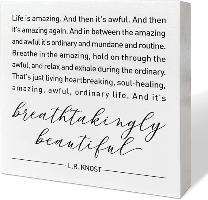 Home Office Desk Wooden Box Sign Decor, And It's Breathtakingly Beautiful, Inspirational Quotes Desk Decor Motivational Desk Decorations for Women Men Student Office Classroom School - LeafyLoom