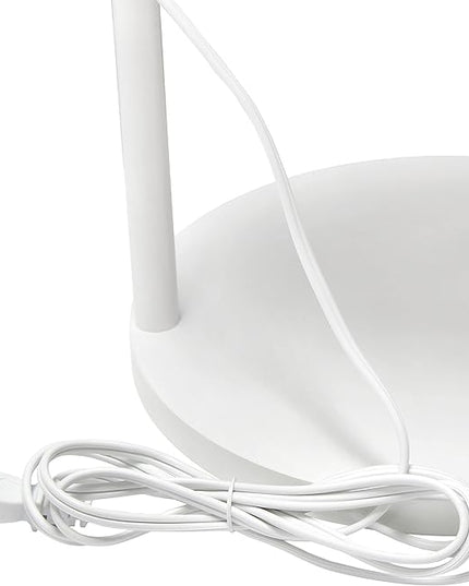 Simple Designs 62.5" LF2010-WHT Round Modern Shelf Etagere Organizer Storage Floor Lamp with 2 USB Charging Ports, 1 Charging Outlet and Linen Shade for Living Room Bedroom Office, White - LeafyLoom