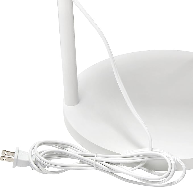 Simple Designs 62.5" LF2010-WHT Round Modern Shelf Etagere Organizer Storage Floor Lamp with 2 USB Charging Ports, 1 Charging Outlet and Linen Shade for Living Room Bedroom Office, White - LeafyLoom