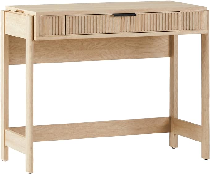 Walker Edison Office Writing and Computer Desk Spacious Desktop, Complementary in Living Spaces, 38 Inch, Reeded Lift-Top Coastal Oak - LeafyLoom