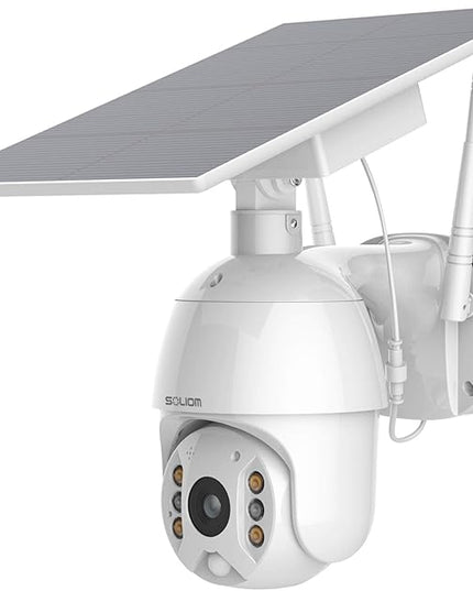 SOLIOM S600 Outdoor WiFi Security Camera - 360° Pan Tilt, Solar Powered with Battery, Motion Detection, Color Night Vision, 2-Way Talk, Remote Access SOLIOM