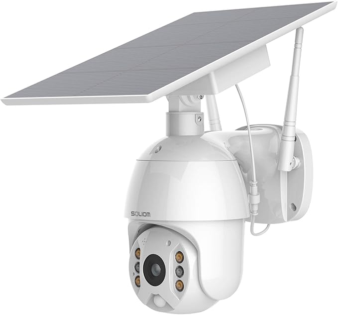 SOLIOM S600 Outdoor WiFi Security Camera - 360° Pan Tilt, Solar Powered with Battery, Motion Detection, Color Night Vision, 2-Way Talk, Remote Access SOLIOM