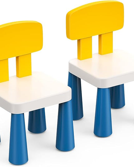 Arscniek 2Pcs Plastic Toddler Chair, Lightweight and Sturdy Kids Chair, 17" Height Little Seat Chairs for Home, Kindergarten, Playroom, Lawn, Beach, Indoor or Outdoor Use for Girls Boys Age 3-7 (Blue) - LeafyLoom