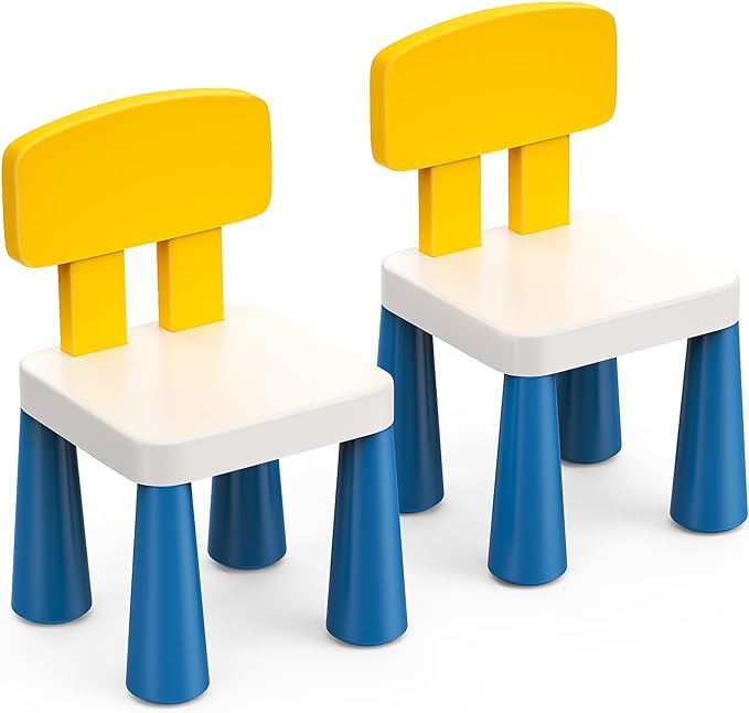 Arscniek 2Pcs Plastic Toddler Chair, Lightweight and Sturdy Kids Chair, 17" Height Little Seat Chairs for Home, Kindergarten, Playroom, Lawn, Beach, Indoor or Outdoor Use for Girls Boys Age 3-7 (Blue) - LeafyLoom