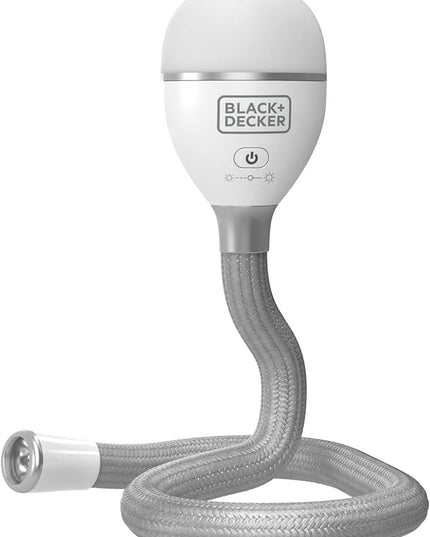 BLACK+DECKER Snake Light, Use for Book Light, Desk Light, and Work Light, 2 Settings, Flexible and Rechargeable (BDCFSL01) - LeafyLoom