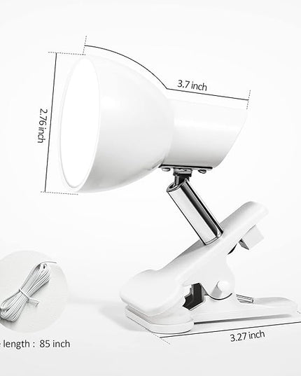 LED Clip on lamp,5W Super Bright Reading Light, 330° Rotation Small Lamp with Clamp on Desk/Table/Bed Headboard/Cupboard Home Lighting, Modern and Save Space Illumination Powerful Lamp White - LeafyLoom