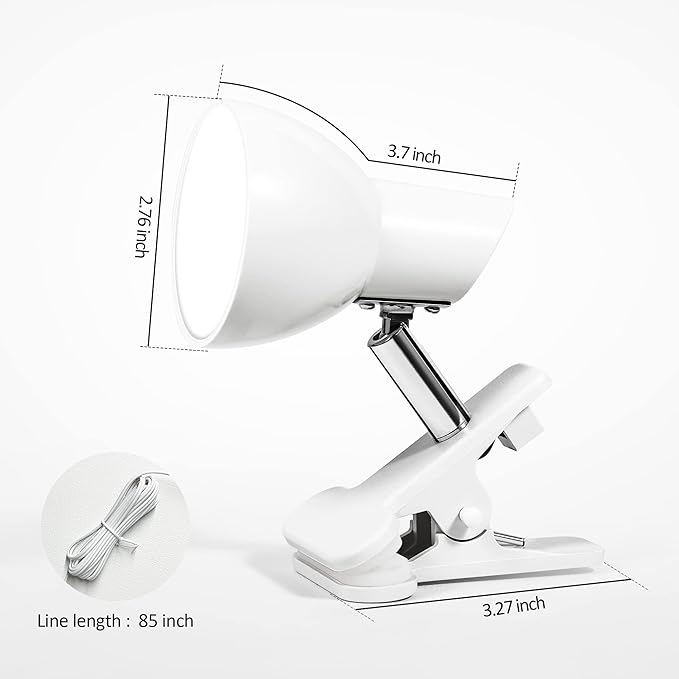 LED Clip on lamp,5W Super Bright Reading Light, 330° Rotation Small Lamp with Clamp on Desk/Table/Bed Headboard/Cupboard Home Lighting, Modern and Save Space Illumination Powerful Lamp White - LeafyLoom