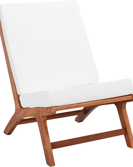 SAFAVIEH Outdoor Collection Chaston Wood Cushion 4-Piece Conversation Patio Set PAT7044F, Natural/Beige - LeafyLoom