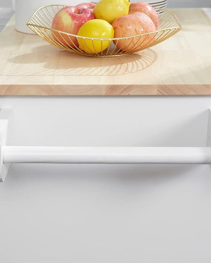 HOMCOM Kitchen Island Cart Rolling Trolley Cart with Drawer, Storage Cabinet & Towel Rack, White - LeafyLoom