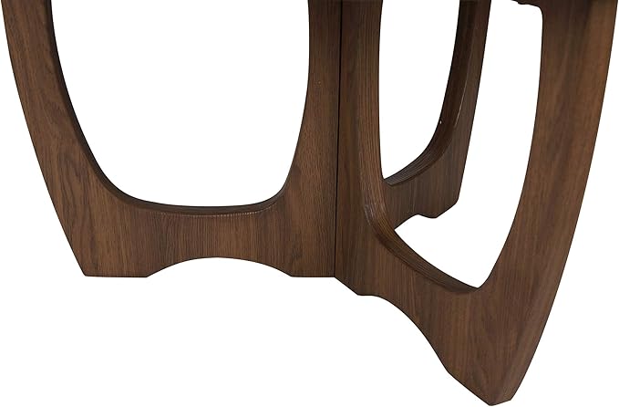 FINECASA Wooden Round Coffee Table Curved Leg, Accent Couch,Home Decoration, Living Room Tables, 36 x 18 Inches, Chestnut Color - LeafyLoom