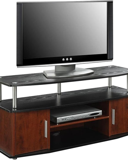 Convenience Concepts Designs2Go Monterey TV Stand with Cabinets and Shelves Home_Furniture_and_Decor, 47.25", Cherry/Black - LeafyLoom