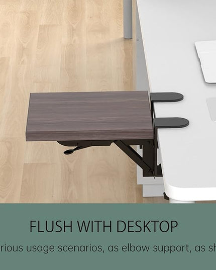Ergonomics Desk Extender Tray, 9.5"x9.1" Punch-Free Clamp on, Foldable Keyboard Drawer Tray, Table Mount Arm Wrist Rest Shelf, Computer Elbow Arm Support - LeafyLoom