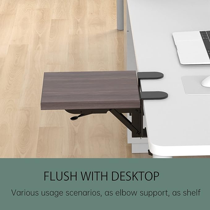 Ergonomics Desk Extender Tray, 9.5"x9.1" Punch-Free Clamp on, Foldable Keyboard Drawer Tray, Table Mount Arm Wrist Rest Shelf, Computer Elbow Arm Support - LeafyLoom