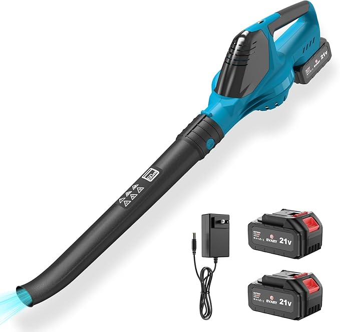 Leaf Blower Cordless with Battery and Charger, 21V Brushless 8000mAh 5 Speeds Adjustable Cordless Battery Powered Blower for Lawn Care, Electric Leaf Blower Cordless with 2 Batteries Cordless Blower - LeafyLoom