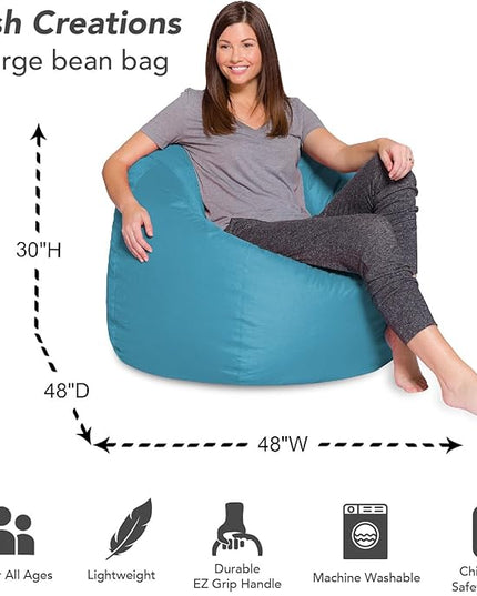 Posh Bean Bag Chair for Children, Teens & Adults - 35", Heather Teal - LeafyLoom