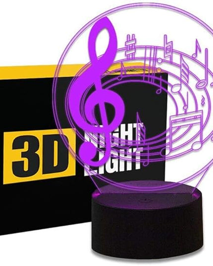 Music Note Shaped 3D Optical Illusion Lamp 7 Colors Change Timing Remote Control and Touch Button LED Table Desk Lamp for Home Bedroom Decoration - LeafyLoom