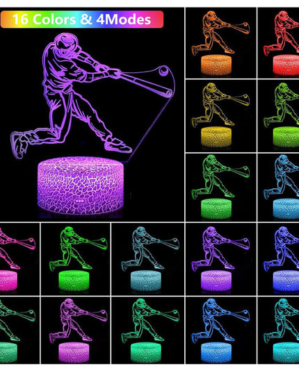 Baseball Gifts for Boys Men Baseball Lamp Bedroom Baseball Decor with 7 Colors Changing Touch & Remote Control 3D Baseball Night Light Kids Christmas Birthday Gifts ZOKEA