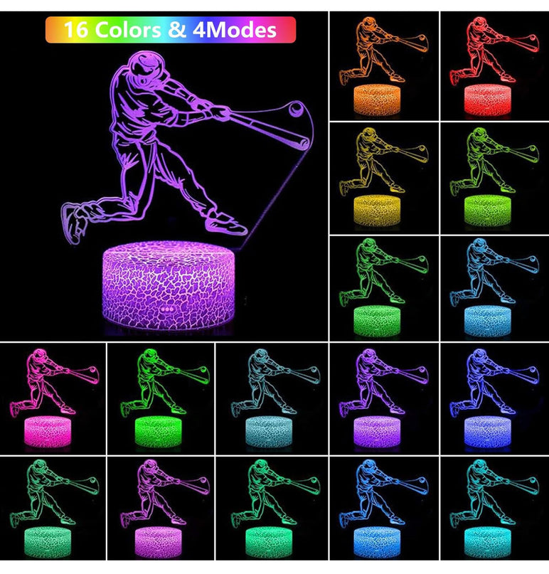 Baseball Gifts for Boys Men Baseball Lamp Bedroom Baseball Decor with 7 Colors Changing Touch & Remote Control 3D Baseball Night Light Kids Christmas Birthday Gifts ZOKEA