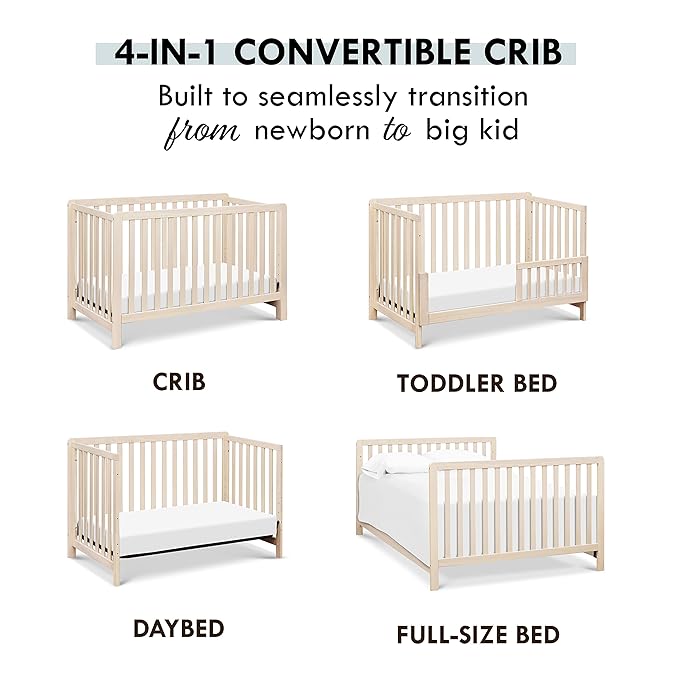 Carter's by DaVinci Colby 4-in-1 Low-Profile Convertible Crib in Washed Natural, Greenguard Gold Certified - LeafyLoom
