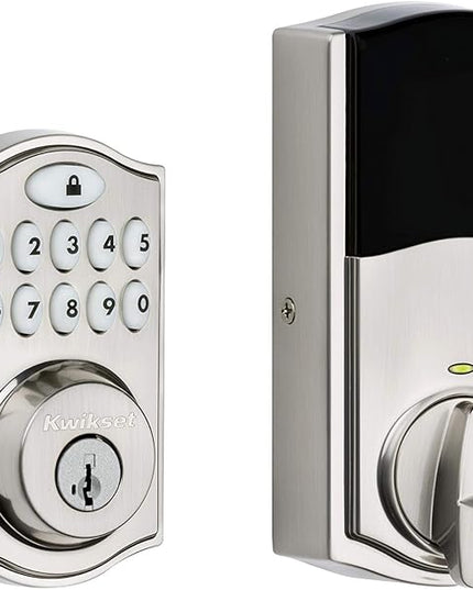 Kwikset 914 Traditional Keypad SmartCode Electronic Deadbolt Smart Lock featuring SmartKey Security and ZigBee 3.0 Technology in Satin Nickel, Large, 914TRL ZB 3.0 15 Kwikset