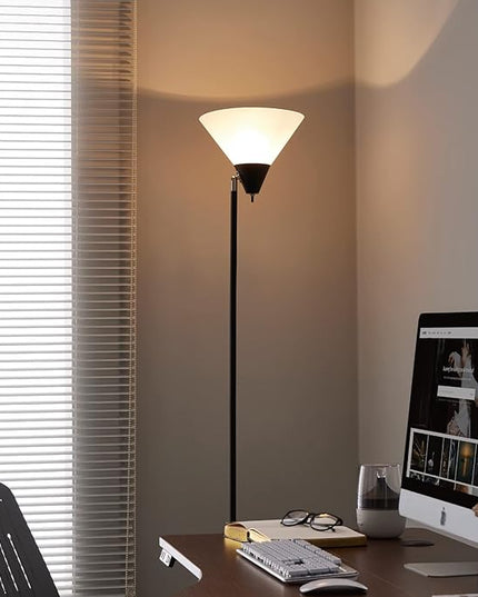 Floor Lamp Standing Lamp Adjustable Head Arcylic Shade Floor Lamps for Living Room/Office/Bedroom (Black) - LeafyLoom
