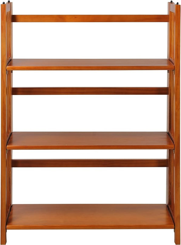 Casual Home 3-Shelf Folding Stackable Bookcase (27.5" Wide)-Honey Oak - LeafyLoom