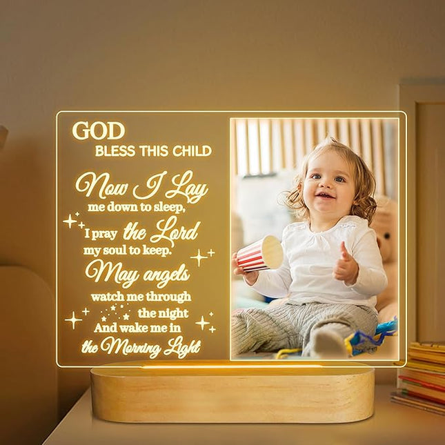 Attivolife Light up Picture Frame for Baby, Acrylic Photo Frame 3.5x5'' with LED Warm Night Light Desktop Decor Keepsake, Creative Gifts for Darling Birthday Newborn Birth Nursery Party Anniversary - LeafyLoom
