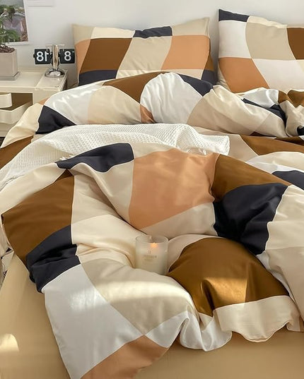 Checkerd Comforter Set Full Multicolored Grid Comforter Men Women Modern Chic Checkered Bed Comforter White Black Plaid Buffalo Full Bedding Comforter All Season Hotel Quality Bed Set - LeafyLoom
