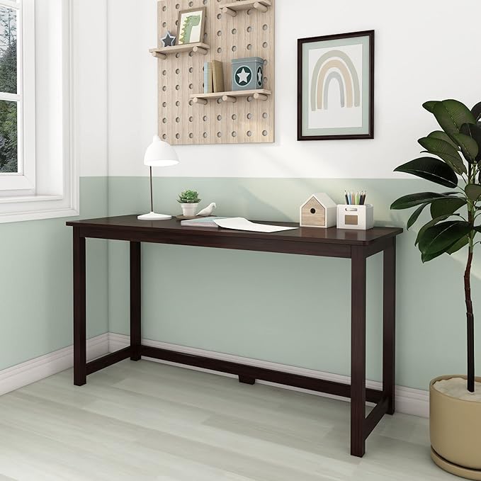 Max & Lily Solid Wood Desk, 55 Inches, Espresso - LeafyLoom