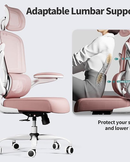 Ergonomic Office Chair Desk Chair, Gaming Chair, Computer Chair, Home Mesh Office Desk Chairs with Wheels,Comfortable Office Chair (Pink) - LeafyLoom