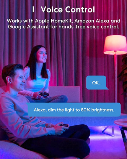meross Smart LED Strip Lights, 32.8ft WiFi RGB Strip, Works with Apple HomeKit, Siri, Alexa&Google and SmartThings, App Control, Color Changing Lights Strip for Room, Party, Festivals, UL Listed meross