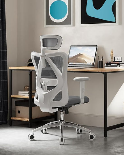 SIHOO M18 Ergonomic Office Chair, Computer Desk Chair with Adjustable Headrest and Lumbar Support, High Back Executive Swivel Chair for Home Office (Dark Gray) - LeafyLoom