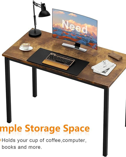 Need Small Computer Desk 31-1/2" Sturdy and Heavy Duty Writing Desk for Small Spaces and Small Desk Study Table Laptop Desk Rustic Brown & Black AC3FB (80 * 40) - LeafyLoom