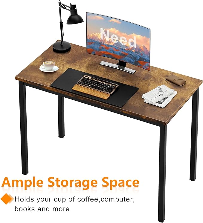 Need Small Computer Desk 31-1/2" Sturdy and Heavy Duty Writing Desk for Small Spaces and Small Desk Study Table Laptop Desk Rustic Brown & Black AC3FB (80 * 40) - LeafyLoom