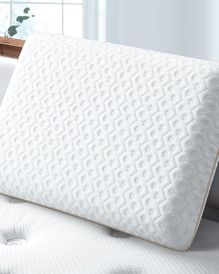 BedStory Memory Foam Pillow Medium Firm - Gel Foam Pillows for Sleeping Standard Size - Orthopedic Bed Pillows for Neck Pain - Stomach & Back Sleepers - LeafyLoom