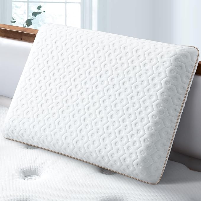 BedStory Memory Foam Pillow Medium Firm - Gel Foam Pillows for Sleeping Standard Size - Orthopedic Bed Pillows for Neck Pain - Stomach & Back Sleepers - LeafyLoom